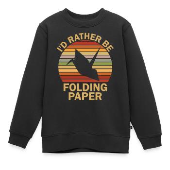 Origami Papier Flieger Papier Kunst Pilot - Kinder Premium Organic Sweatshirt - Schwarz - Vorne - AI Model Kid Female (0cm)