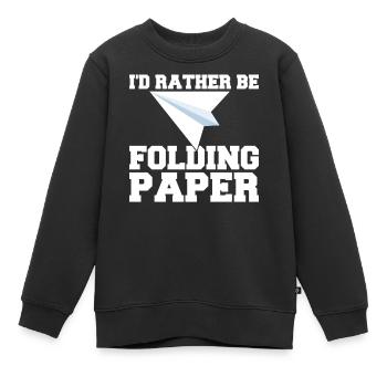 Origami Papier Flieger Papier Kunst Pilot - Kinder Premium Organic Sweatshirt - Schwarz - Vorne - AI Model Kid Female (0cm)