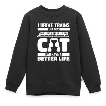 Conducteur de locomotive conducteur de train chat - Sweat Premium enfant bio - noir - Devant - AI Model Kid Female (0cm)