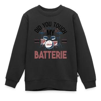Did you touch my Batterie, Cadeau batteur Batterie - Sweat Premium enfant bio - noir - Devant - AI Model Kid Female (0cm)