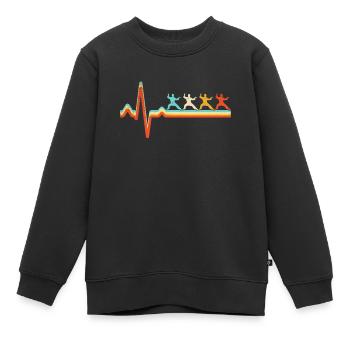 Kampfsport Retro Herzschlag - Kinder Premium Organic Sweatshirt - Schwarz - Vorne - AI Model Kid Female (0cm)