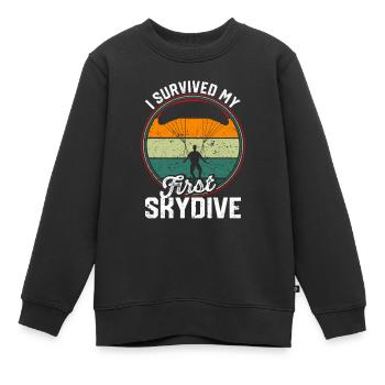 Ich habe meinen ersten Fallschirmsprung überlebt - Kinder Premium Organic Sweatshirt - Schwarz - Vorne - AI Model Kid Female (0cm)