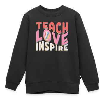 Teach Love Inspire Teacher Retro Groovy Teacher - Kinder Premium Organic Sweatshirt - Schwarz - Vorne - AI Model Kid Female (0cm)