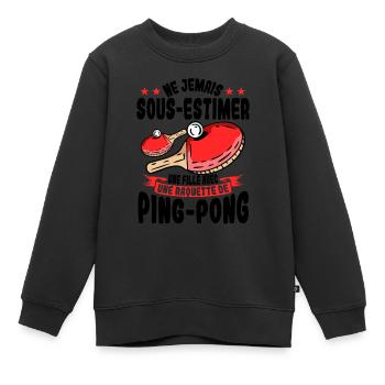 Une Fille Avec Une Raquette De Ping Pong - Sweat Premium enfant bio - noir - Devant - AI Model Kid Female (0cm)