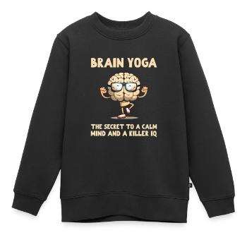 Brain Yoga The Secret to a Calm Mind & a Killer IQ - Kinder Premium Organic Sweatshirt - Schwarz - Vorne - AI Model Kid Female (0cm)
