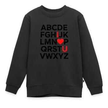 Ich liebe dich Alphabet - Kinder Premium Organic Sweatshirt - Schwarz - Vorne - AI Model Kid Female (0cm)