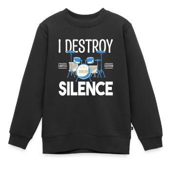 Ich zerstöre das Schweigen. Geschenkschlagzeuger, Geschenkmusiker - Kinder Premium Organic Sweatshirt - Schwarz - Vorne - AI Model Kid Female (0cm)
