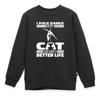 Chat de Pole Dancing - Sweat Premium enfant bio - noir - Devant - AI Model Kid Female (0cm)