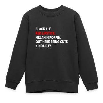 Rouge à lèvres noir rouge mélanine Poppin ici Outsideblac - Sweat Premium enfant bio - noir - Devant - AI Model Kid Female (0cm)