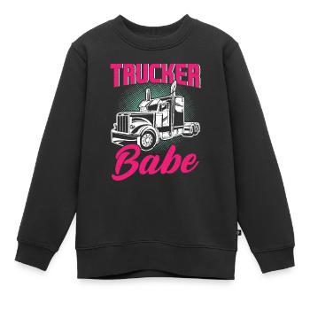 Trucker Babe Femme Camionneuse Camionneur - Sweat Premium enfant bio - noir - Devant - AI Model Kid Female (0cm)