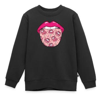Schaf Zunge - Kinder Premium Organic Sweatshirt - Schwarz - Vorne - AI Model Kid Female (0cm)