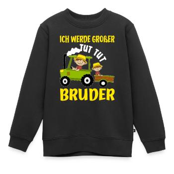 Großer Bruder Bauern Brüder Ankündigung Idee - Kinder Premium Organic Sweatshirt - Schwarz - Vorne - AI Model Kid Female (0cm)