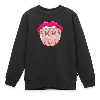 Bulldogge Zunge - Kinder Premium Organic Sweatshirt - Schwarz - Vorne - AI Model Kid Female (0cm)