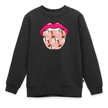 Bernhardiner Zunge - Kinder Premium Organic Sweatshirt - Schwarz - Vorne - AI Model Kid Female (0cm)