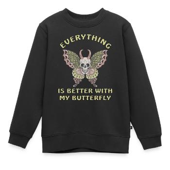 Totenkopf Falter Schmetterling des Todes - Kinder Premium Organic Sweatshirt - Schwarz - Vorne - AI Model Kid Female (0cm)