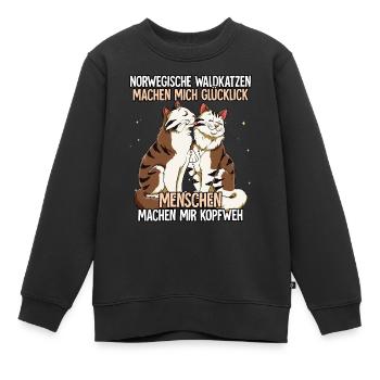 Norwegische Waldkatzen - Kinder Premium Organic Sweatshirt - Schwarz - Vorne - AI Model Kid Female (0cm)
