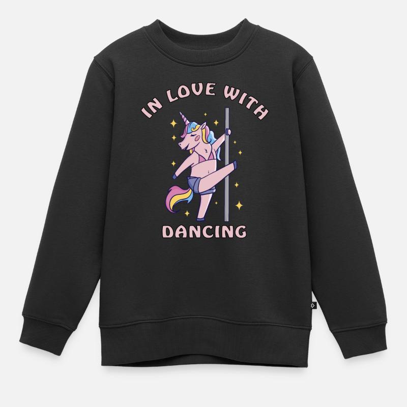 Amoureux de la danse pole dance licorne - Sweat Premium enfant bio - noir