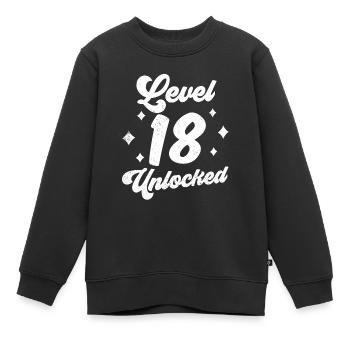 Level 18 Freigeschaltet Feier Achtzehn Geburtstag - Kinder Premium Organic Sweatshirt - Schwarz - Vorne - AI Model Kid Female (0cm)