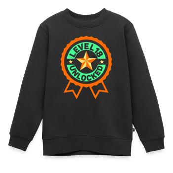 Level 18 Freigeschaltet Feier Achtzehn Geburtstag - Kinder Premium Organic Sweatshirt - Schwarz - Vorne - AI Model Kid Female (0cm)