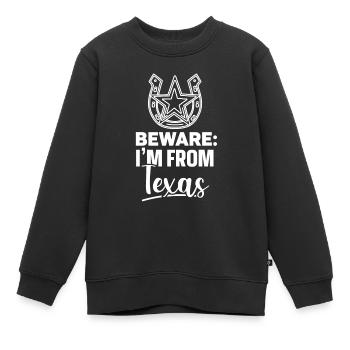 Achtung: Ich Komme Aus Texas Texanisch Texaner - Kinder Premium Organic Sweatshirt - Schwarz - Vorne - AI Model Kid Female (0cm)