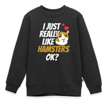 I just like hamsters very much owner pet cute - Kids Premium Organic Sweatshirt - black - Front - AI Model Kid Female (0cm)