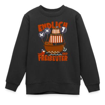 Piratenschiff Endlich 7 Jahre Junge Geburtstag - Kinder Premium Organic Sweatshirt - Schwarz - Vorne - AI Model Kid Female (0cm)