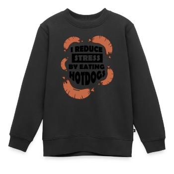 Wurst Hotdog Imbiss Hunger essen - Kinder Premium Organic Sweatshirt - Schwarz - Vorne - AI Model Kid Female (0cm)