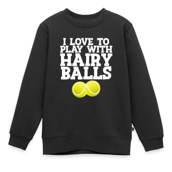 J’aime jouer avec des balles poilues Cadeau de joueur de tennis - Sweat Premium enfant bio - noir - Devant - AI Model Kid Female (0cm)