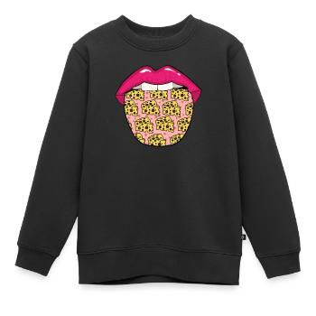 Fromage Lèvres de fromage - Sweat Premium enfant bio - noir - Devant - AI Model Kid Female (0cm)
