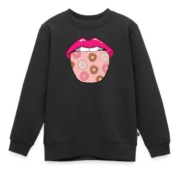 Donut Zunge - Kinder Premium Organic Sweatshirt - Schwarz - Vorne - AI Model Kid Female (0cm)