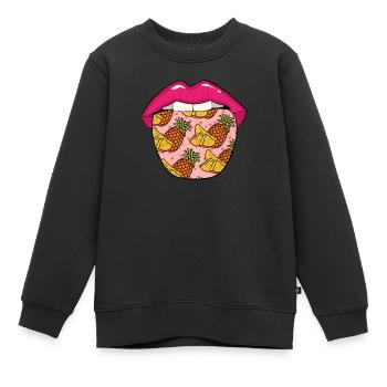 Ananas Zunge - Kinder Premium Organic Sweatshirt - Schwarz - Vorne - AI Model Kid Female (0cm)