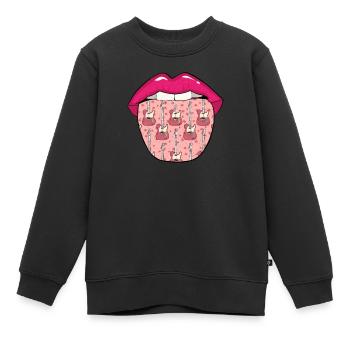 Bassiste Guitare basse Langue basse - Sweat Premium enfant bio - noir - Devant - AI Model Kid Female (0cm)
