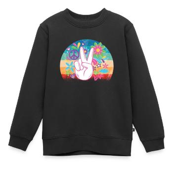 Hippie - Sweat Premium enfant bio - noir - Devant - AI Model Kid Female (0cm)