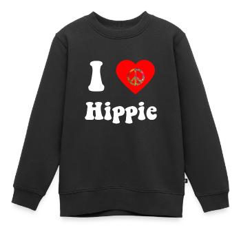 Hippie Peace Groovy Flowerpower Boho Woodstock - Kinder Premium Organic Sweatshirt - Schwarz - Vorne - AI Model Kid Female (0cm)