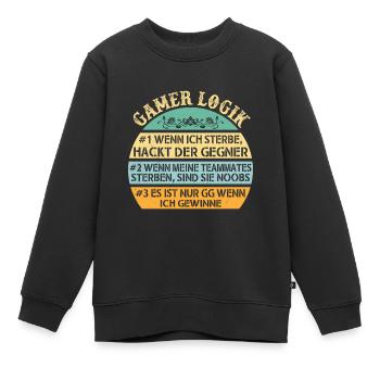 Gamer Logik Gaming Video Games Multiplayer Zocker - Kinder Premium Organic Sweatshirt - Schwarz - Vorne - AI Model Kid Female (0cm)