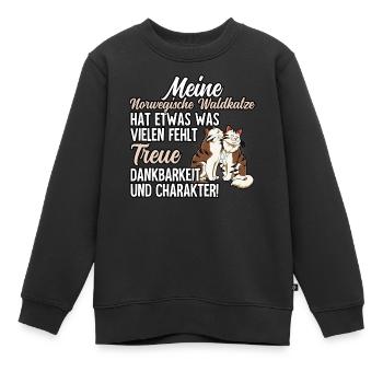Norwegische Waldkatze - Kinder Premium Organic Sweatshirt - Schwarz - Vorne - AI Model Kid Female (0cm)