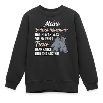 Britisch Kurzhaar Katze - Kinder Premium Organic Sweatshirt - Schwarz - Vorne - AI Model Kid Female (0cm)