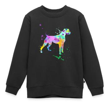 Boxer Dog Breed Paint Splatter Art Pet Lovers Owne - Kids Premium Organic Sweatshirt - black - Front - AI Model Kid Female (0cm)