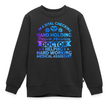 Assistant médical certifié - Sweat Premium enfant bio - noir - Devant - AI Model Kid Female (0cm)