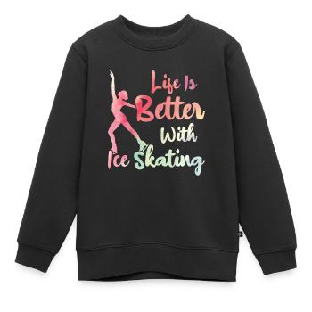 Eislaufen - Kinder Premium Organic Sweatshirt - Schwarz - Vorne - AI Model Kid Female (0cm)