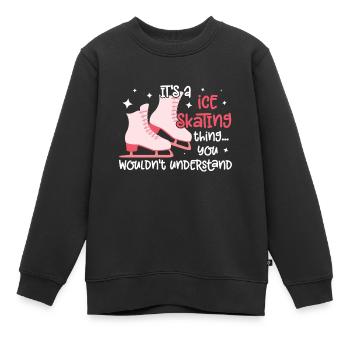 Patinage - Sweat Premium enfant bio - noir - Devant - AI Model Kid Female (0cm)