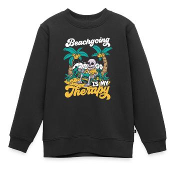 Les vacances à la plage sont ma thérapie Plage de plage - Sweat Premium enfant bio - noir - Devant - AI Model Kid Female (0cm)