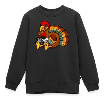 Video Game Thanksgiving Truthahn Gamer - Kinder Premium Organic Sweatshirt - Schwarz - Vorne - AI Model Kid Female (0cm)