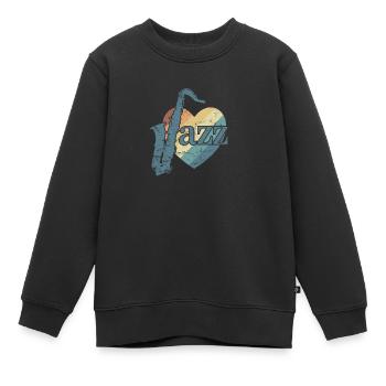 Jazz avec saxophones et saxophone cœur - Sweat Premium enfant bio - noir - Devant - AI Model Kid Female (0cm)
