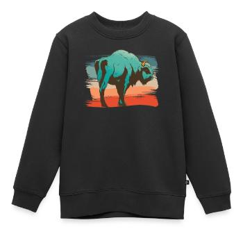 Tierische Bison-illustration - Kinder Premium Organic Sweatshirt - Schwarz - Vorne - AI Model Kid Female (0cm)
