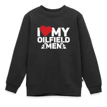 Champ pétrolifère - Sweat Premium enfant bio - noir - Devant - AI Model Kid Female (0cm)