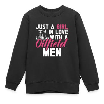 Champ pétrolifère - Sweat Premium enfant bio - noir - Devant - AI Model Kid Female (0cm)
