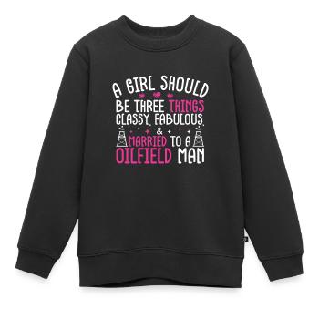 Champ pétrolifère - Sweat Premium enfant bio - noir - Devant - AI Model Kid Female (0cm)