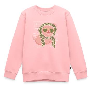 Schwein Schweinebauer Sonnenbrille Mit Schal - Kinder Premium Organic Sweatshirt - Rosa - Vorne - AI Model Kid Female (0cm)