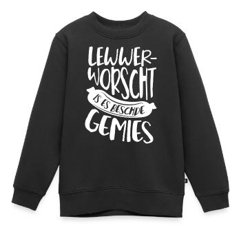 Pfälzer Sprüche Pfalz Lewwerworscht Lustig - Kinder Premium Organic Sweatshirt - Schwarz - Vorne - AI Model Kid Female (0cm)